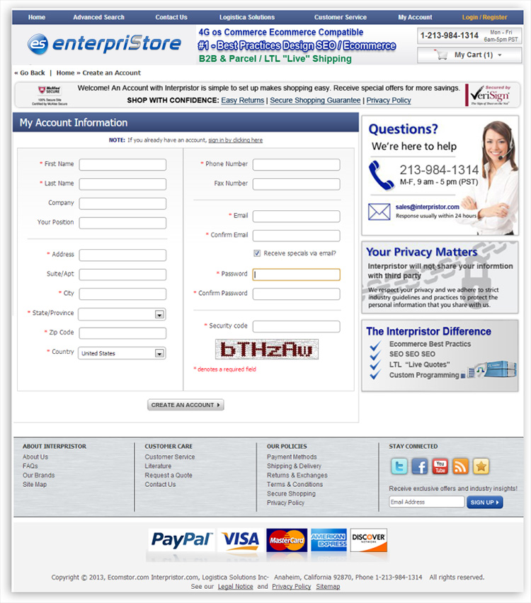 Account Creation Checkout Process Account Creation Account Creation