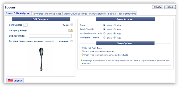 Categories Setup category tab01 Categories Setup