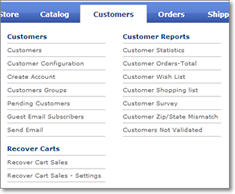 customer menu Customers