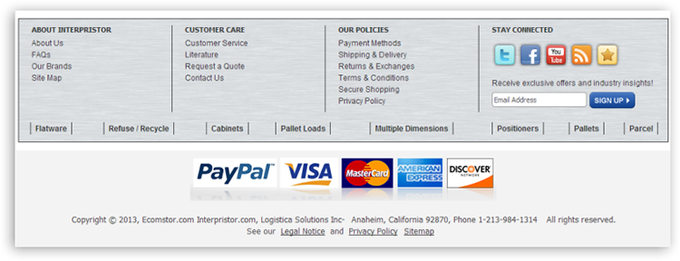 Footer Page footer area Footer Page