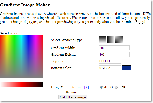 gradient maker Site Template Config