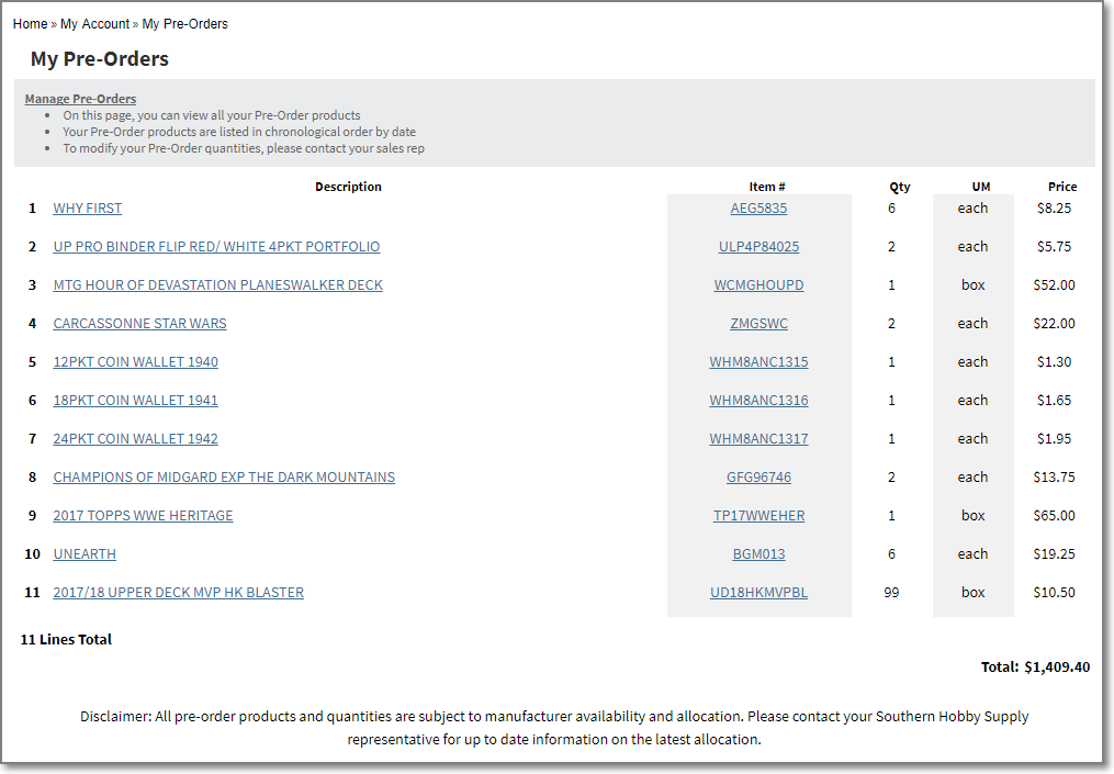 Infor SX. e ERP Ecommerce my pre order Infor SX. e ERP Ecommerce