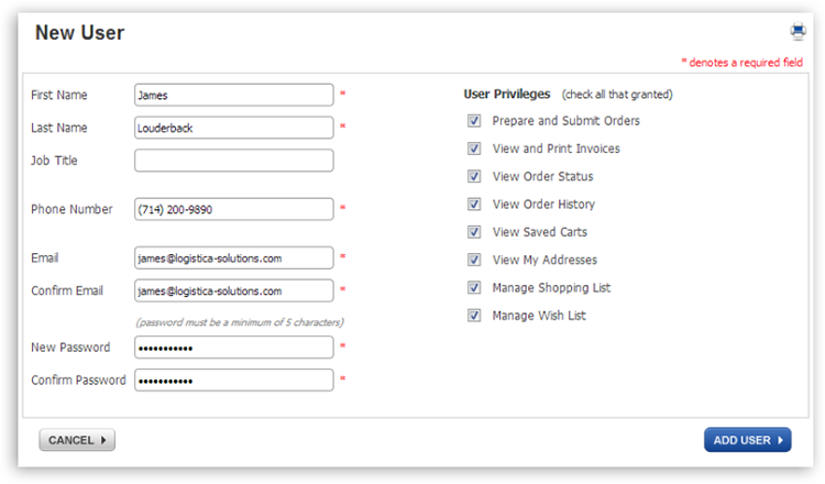 Account Management mya new user Account Management