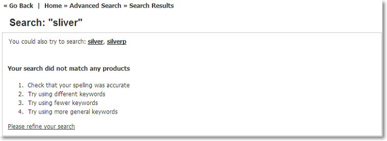 Ecommerce Advanced Search regular search results auto correction suggestions Ecommerce Advanced Search