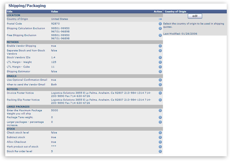 Site / Store Management store shipping limitations Site / Store Management