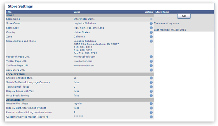 Site / Store Management store store settings Site / Store Management