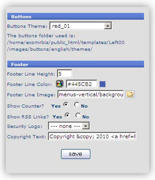 template 10 buttons footer1 Template Configuration