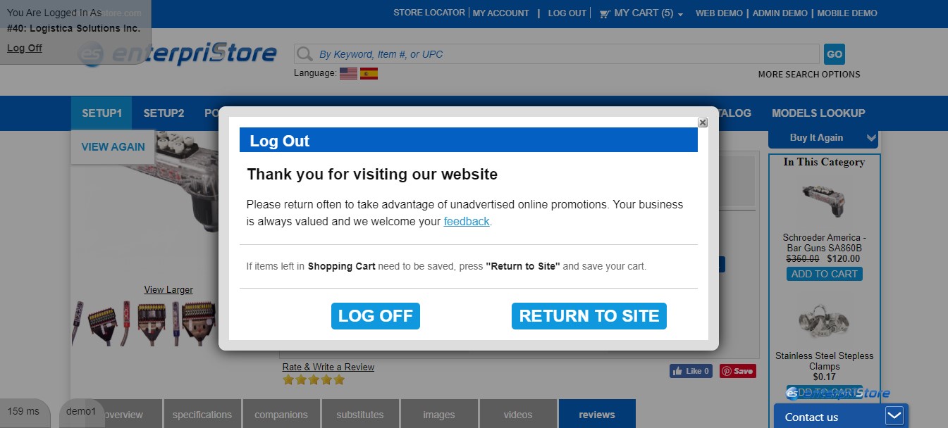 Logout Screen Allow Customer to Save Cart Before Logging Out Login