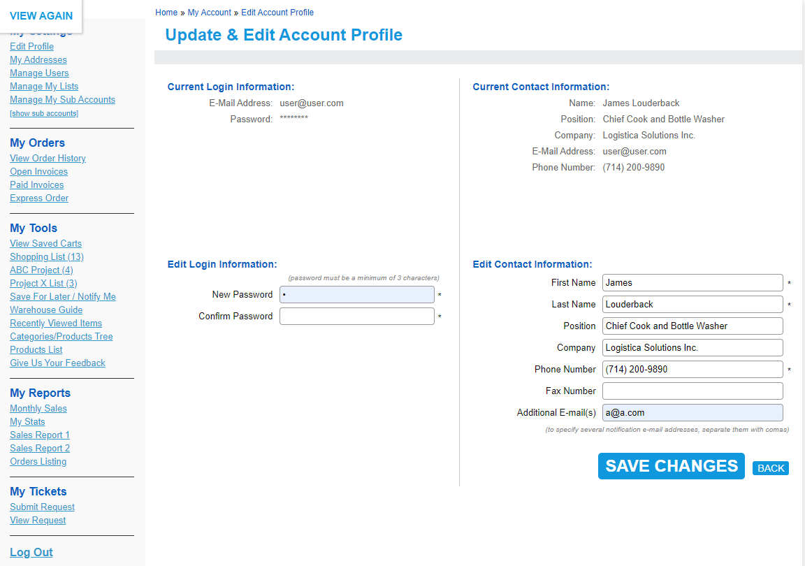 mya update profile Account Management