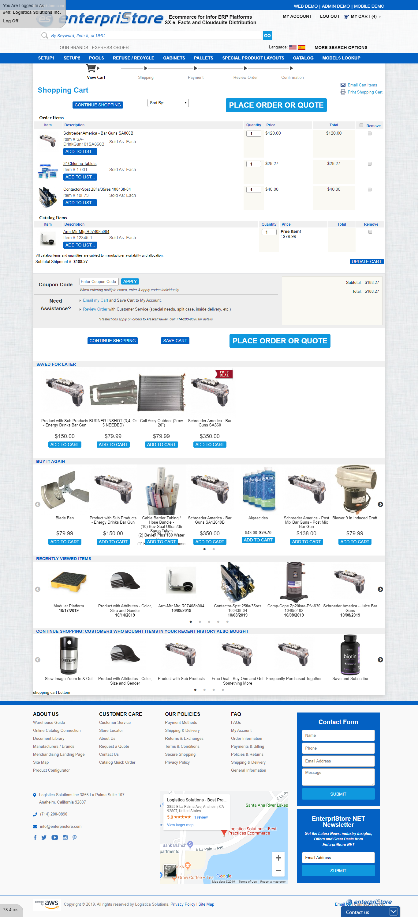 Shopping Cart Layout Major Sections