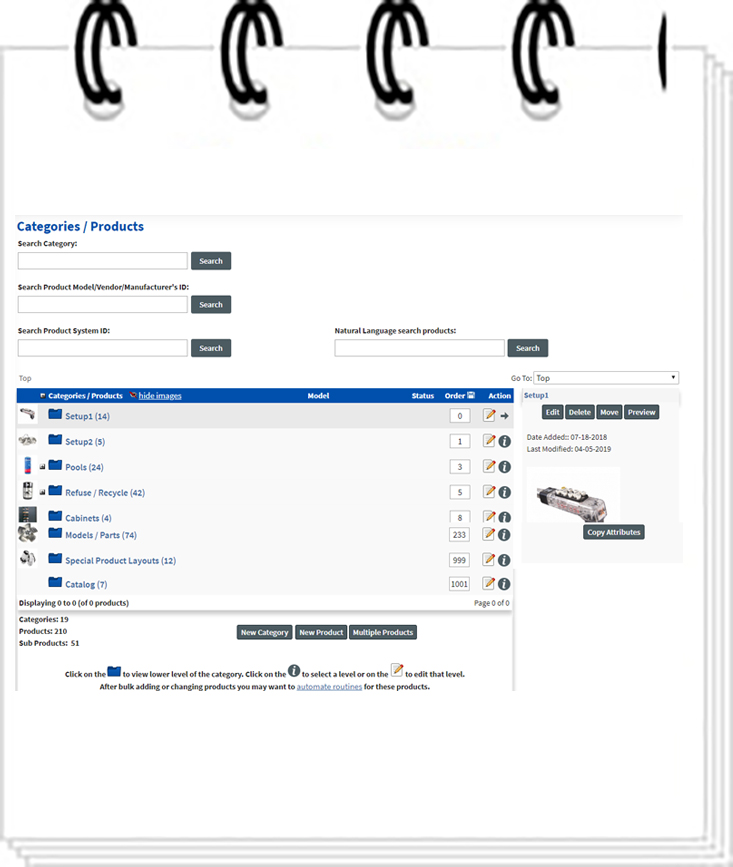 categories products layout mini Admin Features