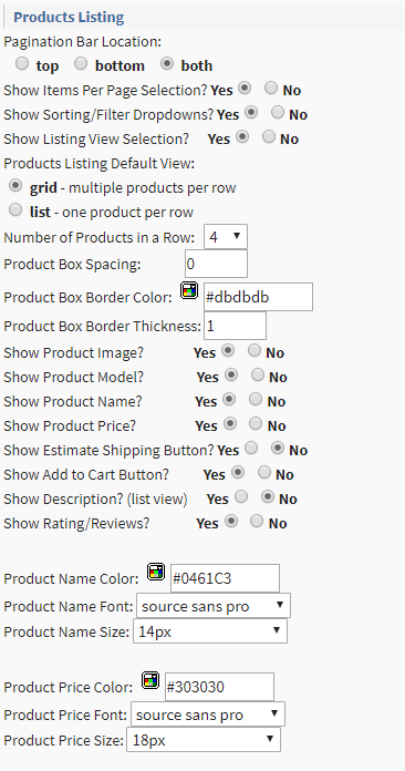 template 11 category listing Site Template Config