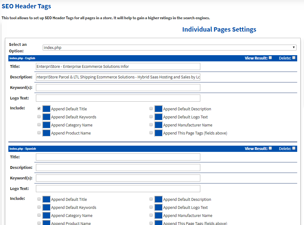 SEO Headers Configuration SEO